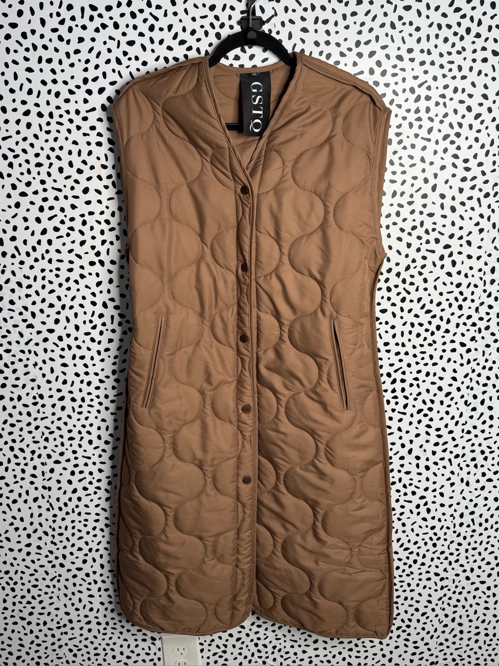 GSTQ Quilted Long Vest Brown